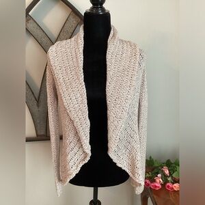 CACHE Roomy Open Sweater with Shawl Collar Oatmeal beige